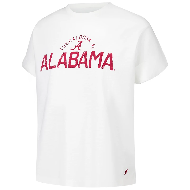 Women's League Collegiate Wear White Alabama Crimson Tide Slub Rolled Cuff T-Shirt
