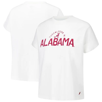 Women's League Collegiate Wear White Alabama Crimson Tide Slub Rolled Cuff T-Shirt