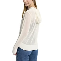 Pull à capuche avec fermeture éclair sur toute la longueur en maille ton pour femme Lusso Cream Alabama Crimson Tide