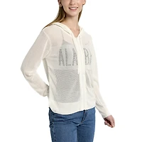 Pull à capuche avec fermeture éclair sur toute la longueur en maille ton pour femme Lusso Cream Alabama Crimson Tide