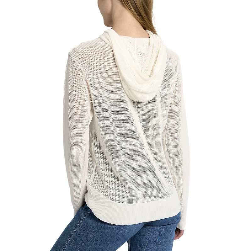 Pull à capuche avec fermeture éclair sur toute la longueur en maille ton pour femme Lusso Cream Alabama Crimson Tide