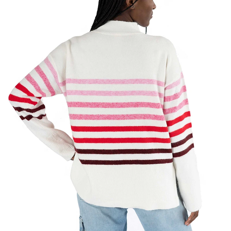 Pull oversize à col montant et rayures Simone pour femme de Lusso White Alabama Crimson Tide