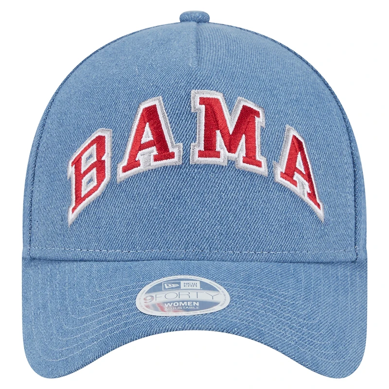 Casquette ajustable New Era Denim Alabama Crimson Tide A-Frame 9FORTY pour femme