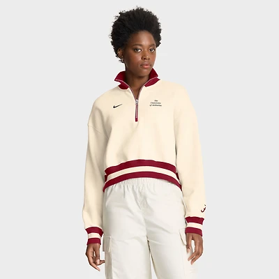 Sweat-shirt court à demi-zip oversize Nike Alabama Crimson Tide couleur crème pour femme