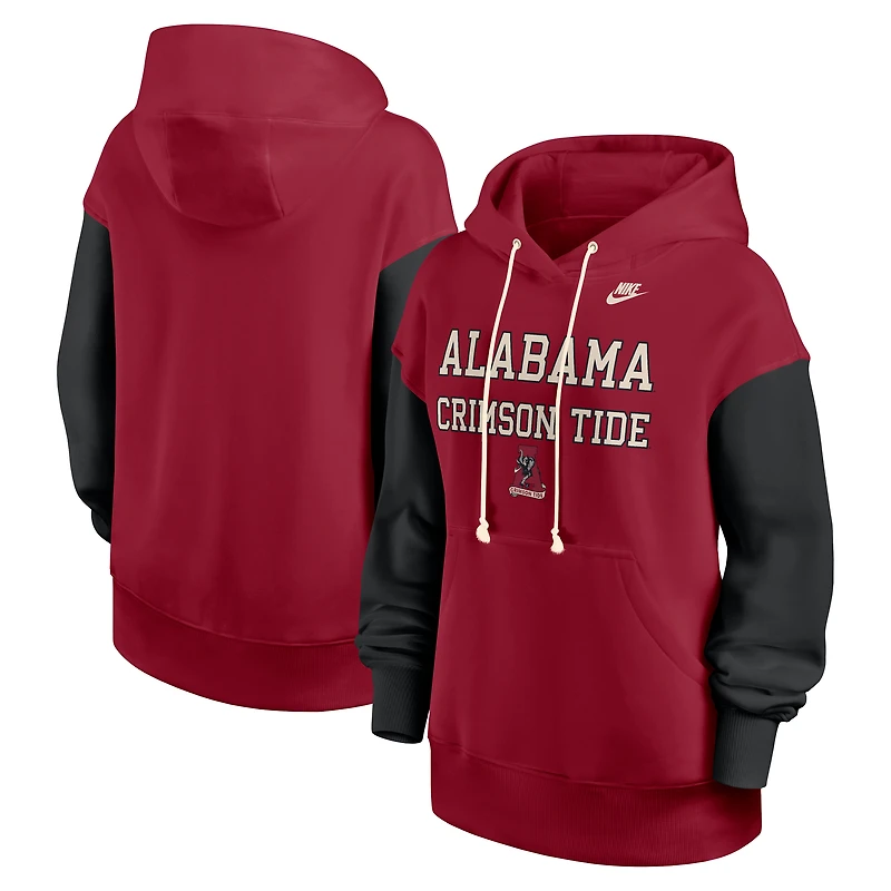 Women's Nike Crimson/Black Alabama Crimson Tide Oversized Legacy Phoenix Pullover Hoodie