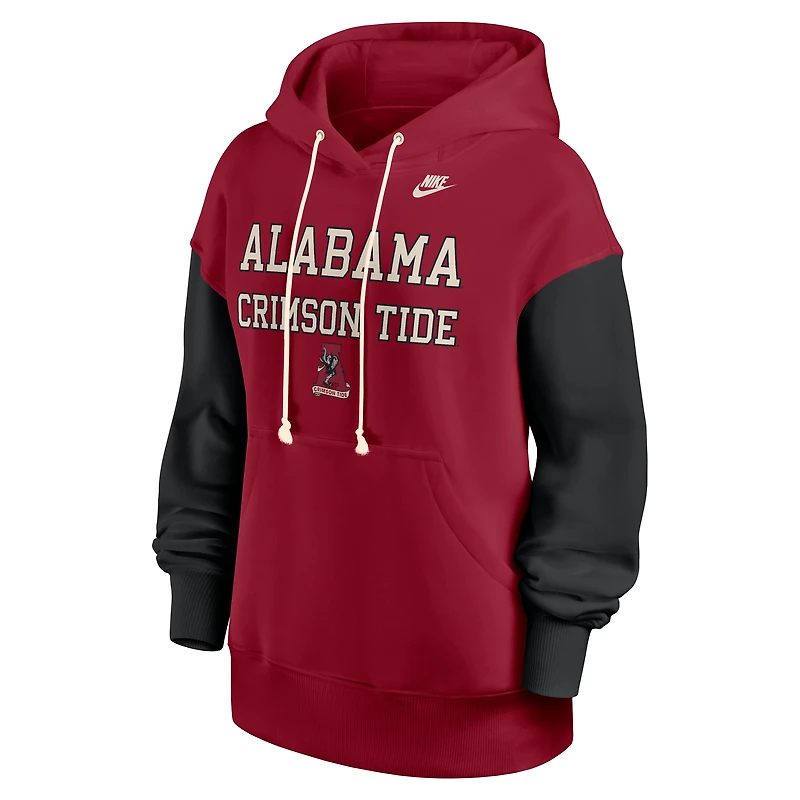 Women's Nike Crimson/Black Alabama Crimson Tide Oversized Legacy Phoenix Pullover Hoodie