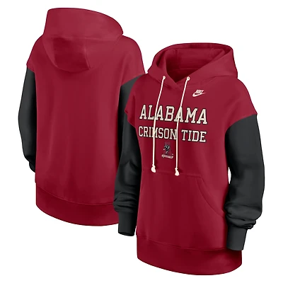 Women's Nike Crimson/Black Alabama Crimson Tide Oversized Legacy Phoenix Pullover Hoodie