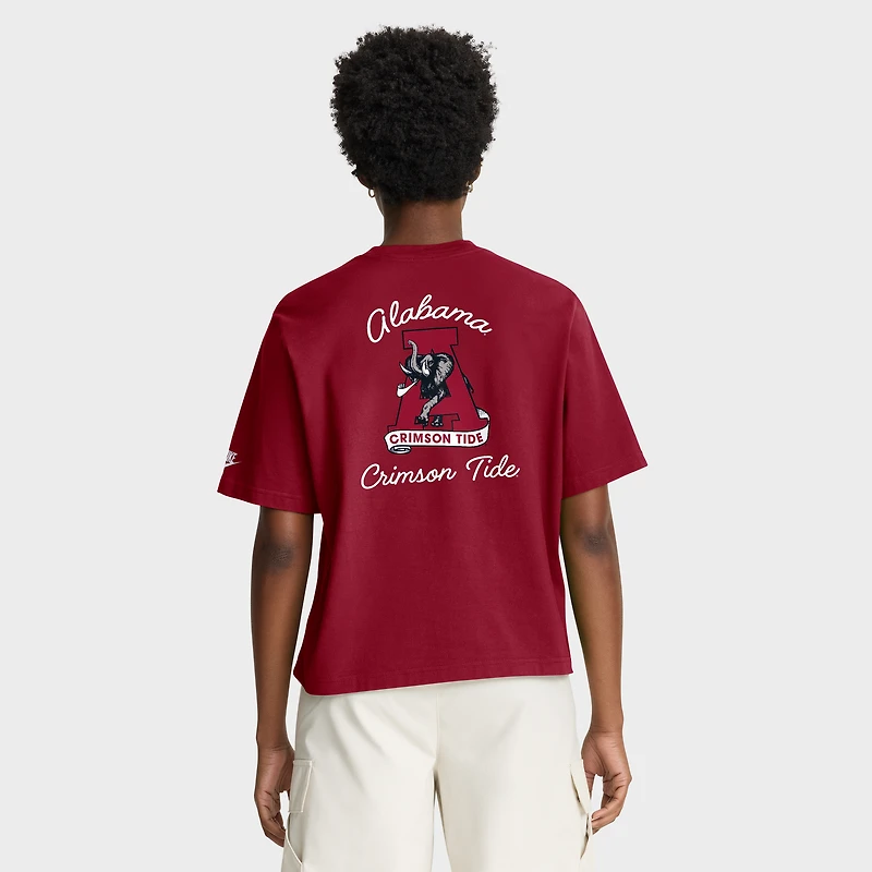 T-shirt Nike Crimson Alabama Tide Legacy Pocket Boxy pour femme