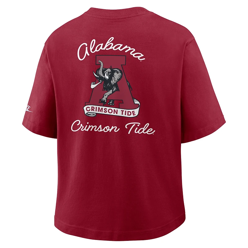 T-shirt Nike Crimson Alabama Tide Legacy Pocket Boxy pour femme