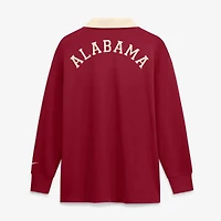 Women's Nike Crimson Alabama Tide Oversized Essential Dri-FIT Long Sleeve V-Neck Polo