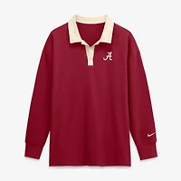 Women's Nike Crimson Alabama Tide Oversized Essential Dri-FIT Long Sleeve V-Neck Polo