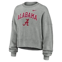 Women's Nike Heather Gray Alabama Crimson Tide Oversized Phoenix Arch Pullover Sweatshirt