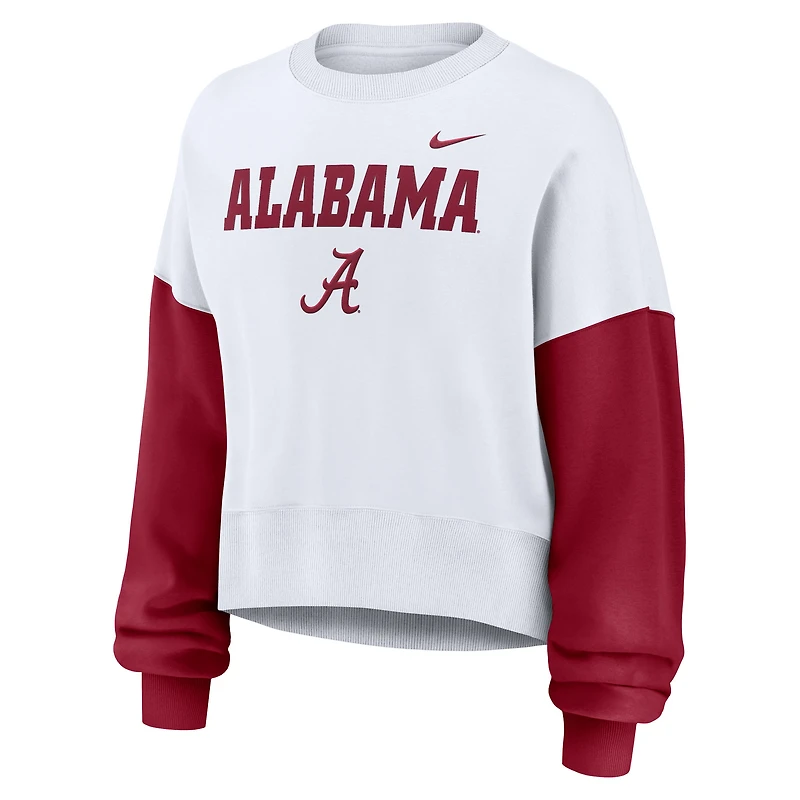 Sweat-shirt oversize à blocs de couleurs Nike Alabama Crimson Tide pour femme