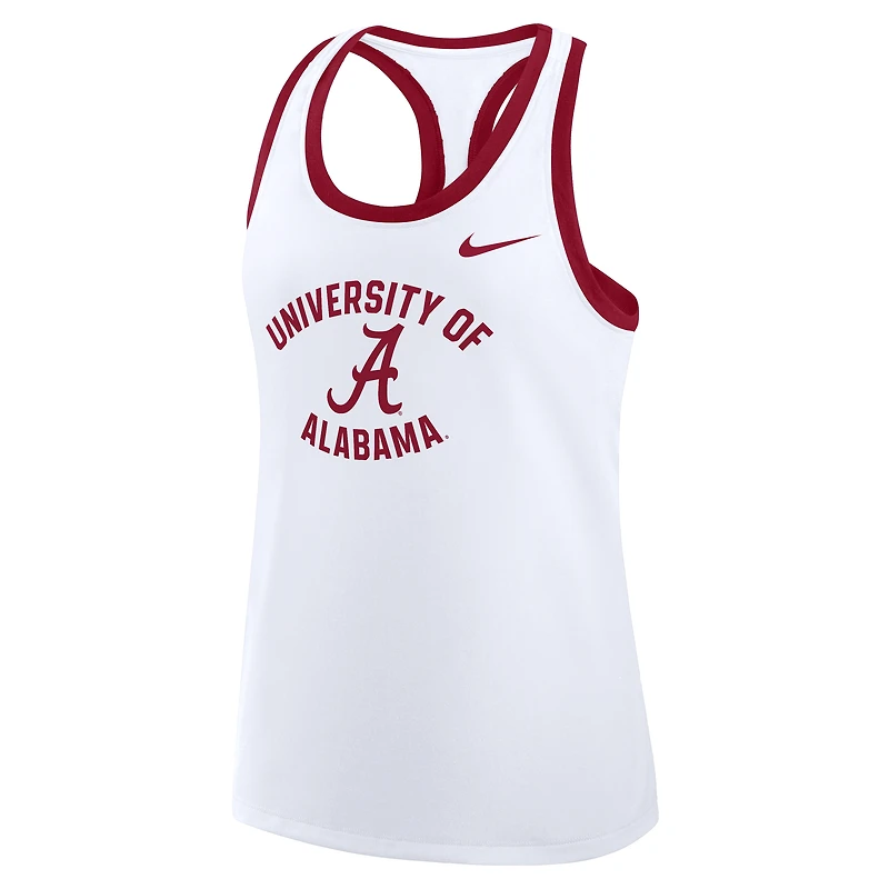 Débardeur Nike blanc pour femme, modèle Alabama Crimson Tide Uni Name Tri-Blend Dri-FIT