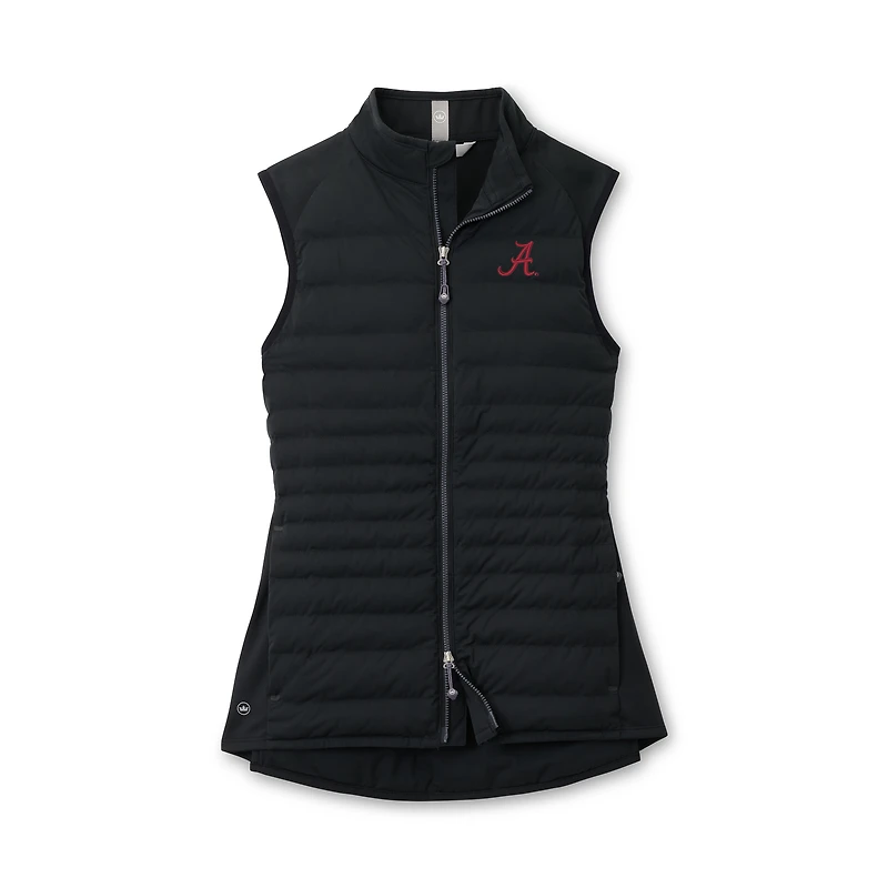 Gilet sans manches hybride zippé Peter Millar noir Alabama Crimson Tide pour femme