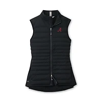 Gilet sans manches hybride zippé Peter Millar noir Alabama Crimson Tide pour femme