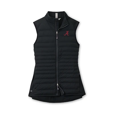Gilet sans manches hybride zippé Peter Millar noir Alabama Crimson Tide pour femme