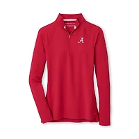 Women's Peter Millar  Crimson Alabama Tide Raglan Perth Quarter-Zip Top