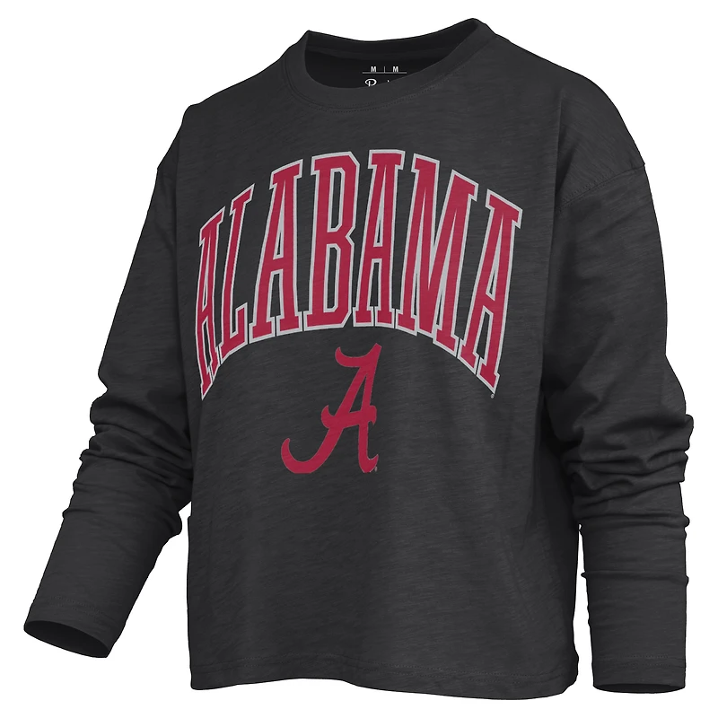 Women's Pressbox Alabama Crimson Tide Motley Boxy Waist-Length Long Sleeve T-Shirt