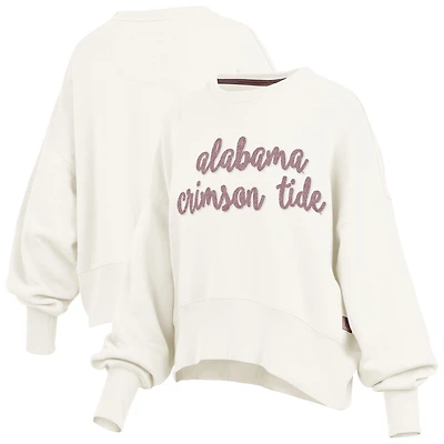 Women's Pressbox Cream Alabama Crimson Tide Chelsea Oversized Pullover Sweatshirt