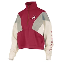 Women's Pressbox  Crimson Alabama Tide Ferrara Color Block Quarter-Zip Sweatshirt