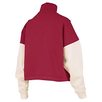 Women's Pressbox  Crimson Alabama Tide Ferrara Color Block Quarter-Zip Sweatshirt