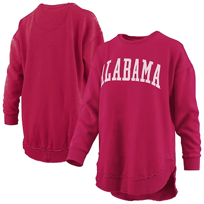 Sweat-shirt à manches longues en polaire vintage Pressbox Crimson Alabama Tide Melange Poncho pour femme