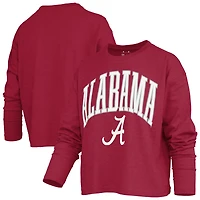 Women's Pressbox Crimson Alabama Tide Motley Boxy Waist-Length Long Sleeve T-Shirt