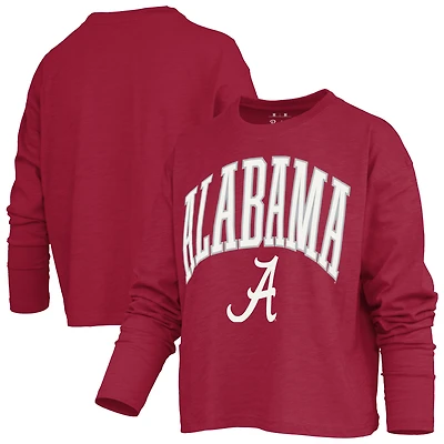 Women's Pressbox Crimson Alabama Tide Motley Boxy Waist-Length Long Sleeve T-Shirt