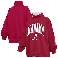 Women's Pressbox  Crimson Alabama Tide Oversized Mock Neck Sweatshirt