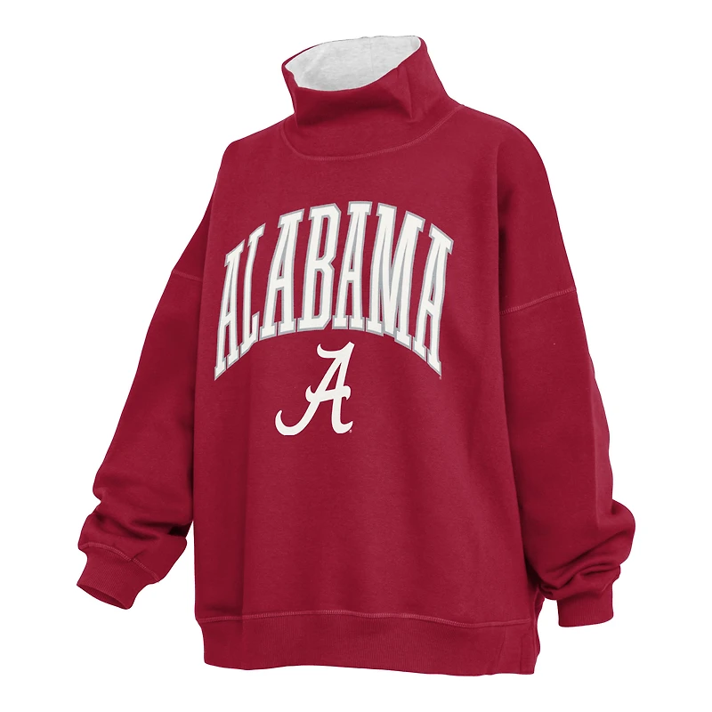 Women's Pressbox Crimson Alabama Tide Oversized Mock Neck Sweatshirt