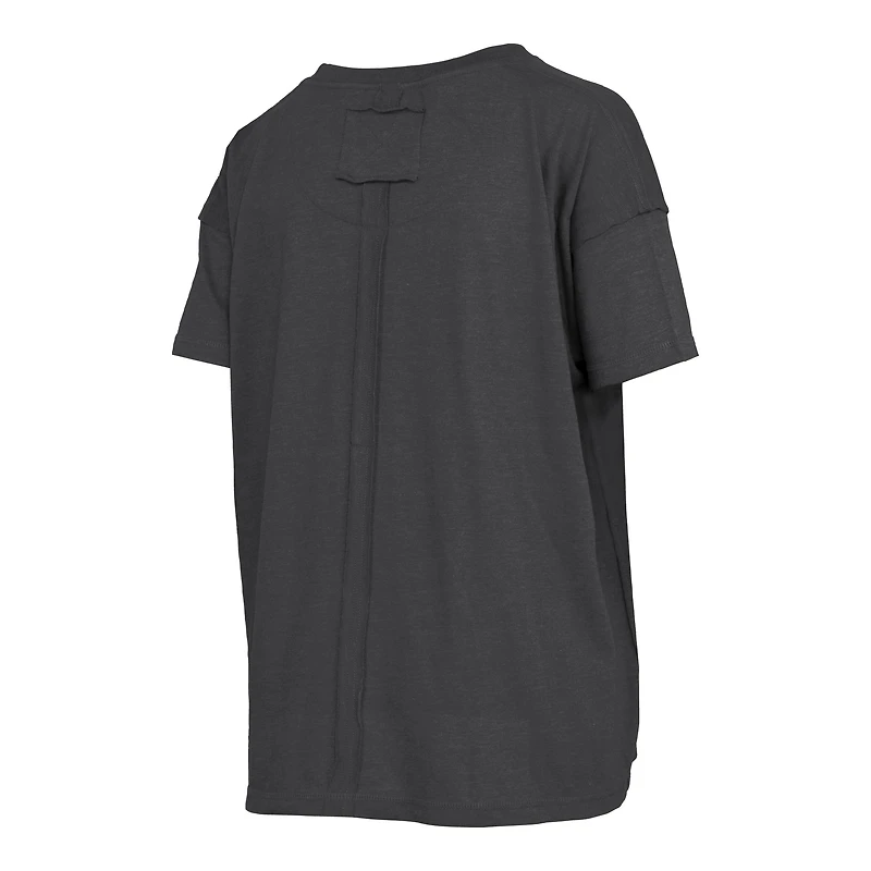 T-shirt oversize à coutures apparentes, noir chiné, Alabama Crimson Tide, style trèfle quatre feuilles, pour femme.