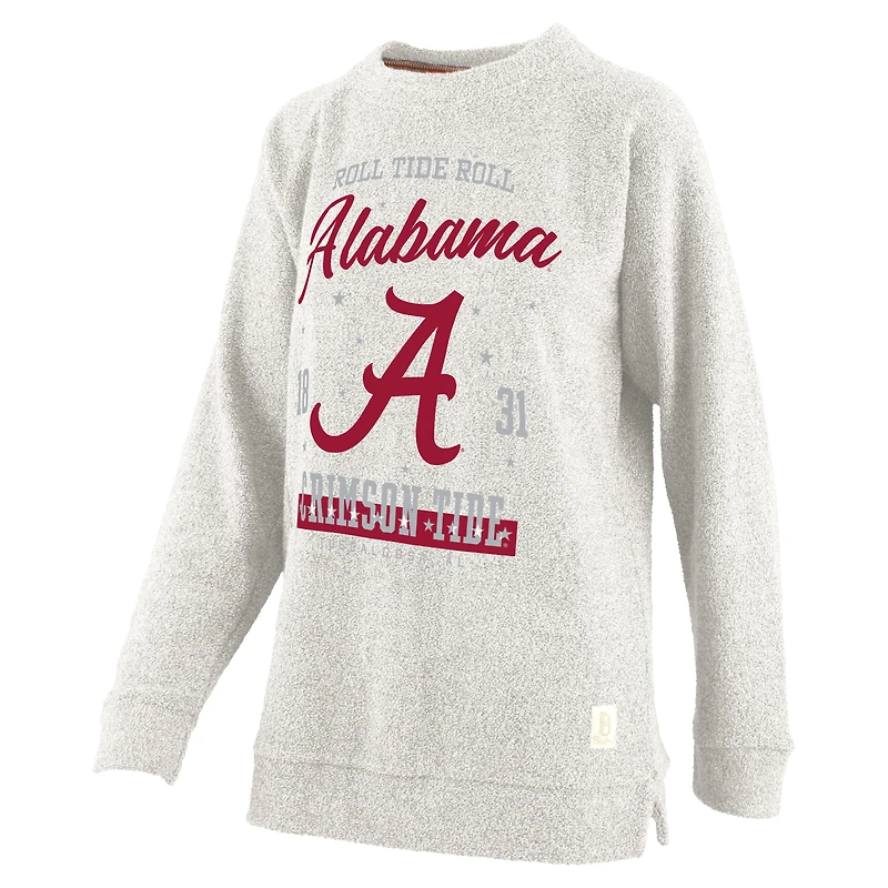 Women's Pressbox Oatmeal Alabama Crimson Tide Plus Comfy Cairo Terry Pullover Sweatshirt