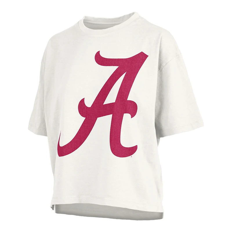 Women's Pressbox  White Alabama Crimson Tide Big Canvas Puff Castillo Motley Slub T-Shirt