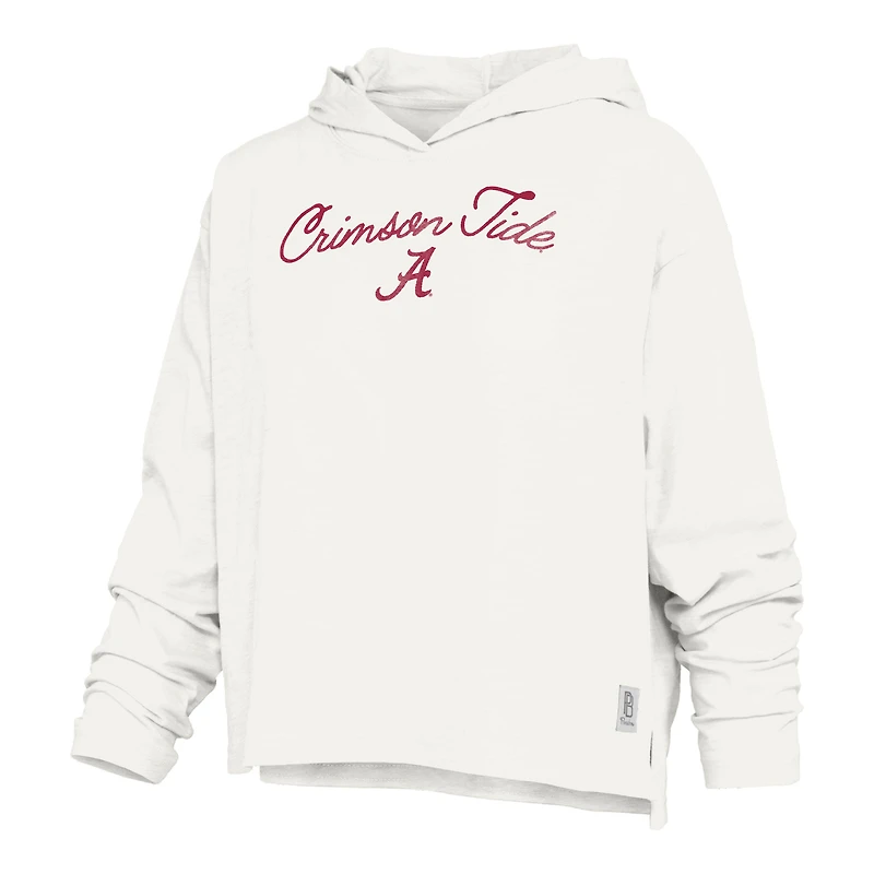Women's Pressbox White Alabama Crimson Tide Faye Long Sleeve Hooded Slub T-Shirt