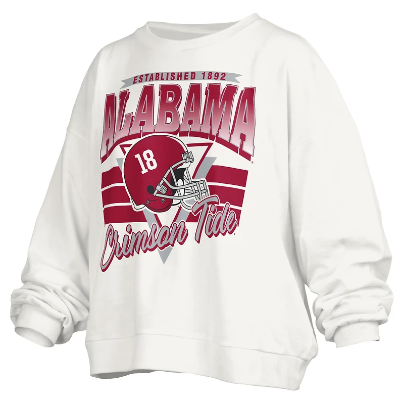 Sweat-shirt surdimensionné à logo rétro Janice de Pressbox White Alabama Crimson Tide pour femme