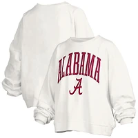Sweat-shirt oversize à col rond pour femme, blanc, Alabama Crimson Tide, Janise Arch Over, longueur la taille, avec logo