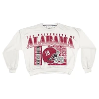 Sweat-shirt rétro surdimensionné Janice blanc Alabama Crimson Tide pour femme, longueur à la taille