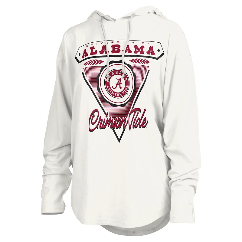 T-shirt à capuche blanc manches longues Pressbox pour femmes, Alabama Crimson Tide San Bruno