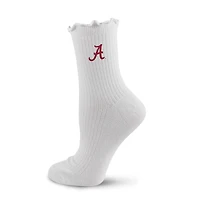 Women's PRO Compression  White Alabama Crimson Tide Logo Lettuce Hem Quarter Socks