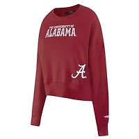 Women's Pro Standard Crimson Alabama Tide Sequin Boxy Cropped Pullover Sweatshirt