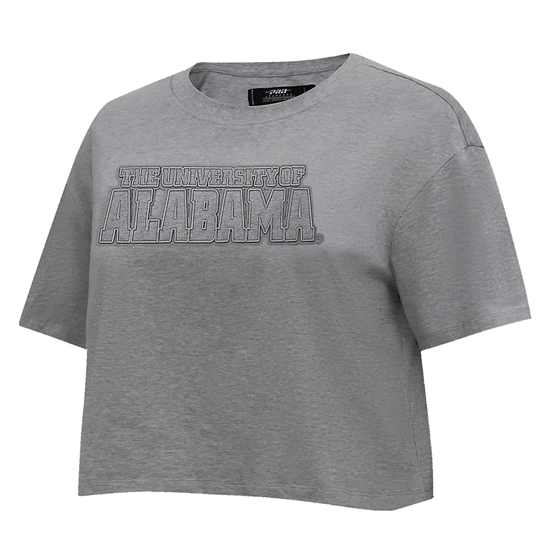 Women's Pro Standard Heather Charcoal Alabama Crimson Tide Tonal Neutral Boxy Cropped T-Shirt