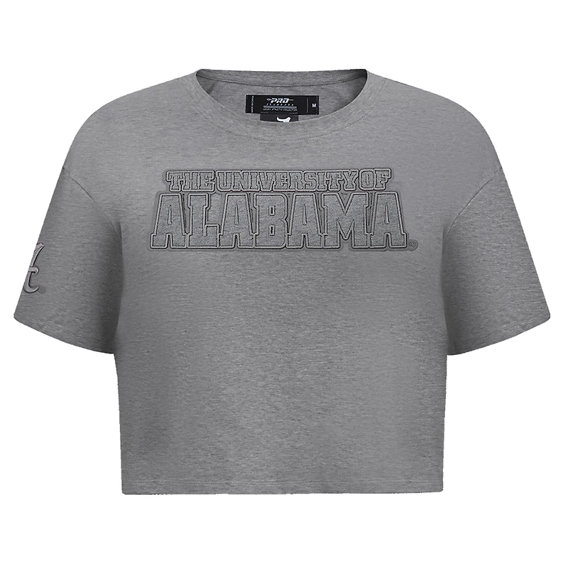 Women's Pro Standard Heather Charcoal Alabama Crimson Tide Tonal Neutral Boxy Cropped T-Shirt