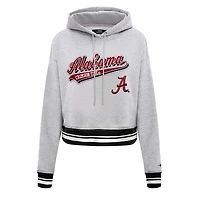 Women's Pro Standard Heather Gray Alabama Crimson Tide Script Tail Fleece Cropped Pullover Hoodie