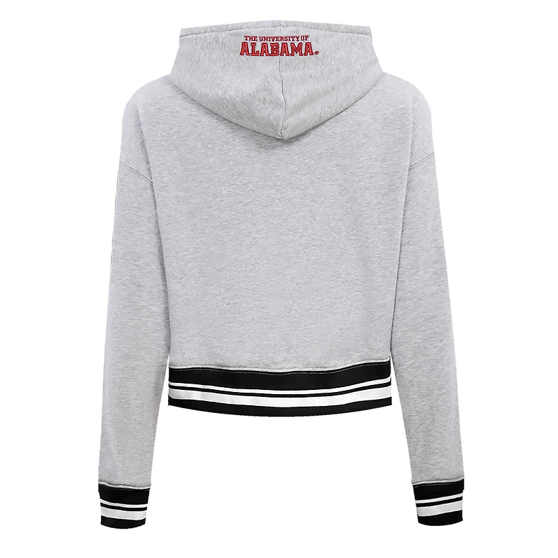 Women's Pro Standard Heather Gray Alabama Crimson Tide Script Tail Fleece Cropped Pullover Hoodie