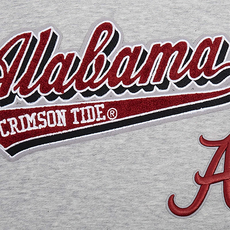 Women's Pro Standard Heather Gray Alabama Crimson Tide Script Tail Fleece Cropped Pullover Hoodie
