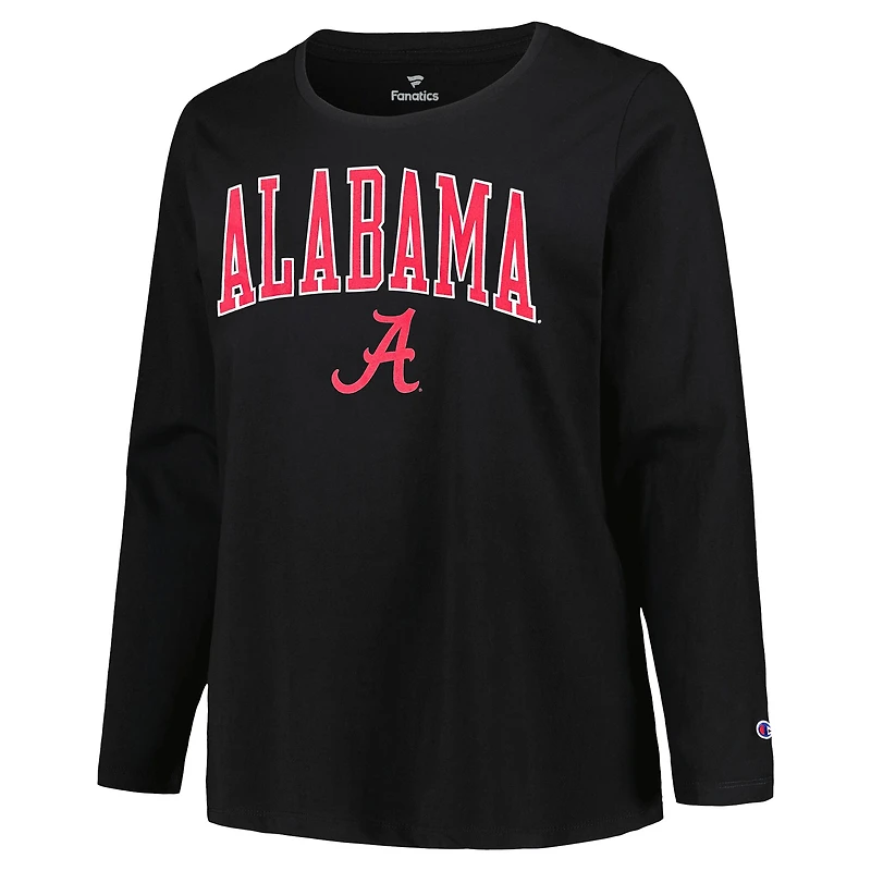 Women's Profile Black Alabama Crimson Tide Plus Arch Over Logo Scoop Neck Long Sleeve T-Shirt