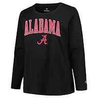 Women's Profile Black Alabama Crimson Tide Plus Arch Over Logo Scoop Neck Long Sleeve T-Shirt