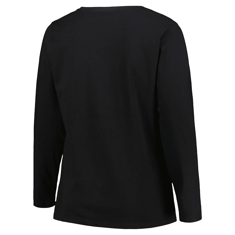 Women's Profile Black Alabama Crimson Tide Plus Arch Over Logo Scoop Neck Long Sleeve T-Shirt