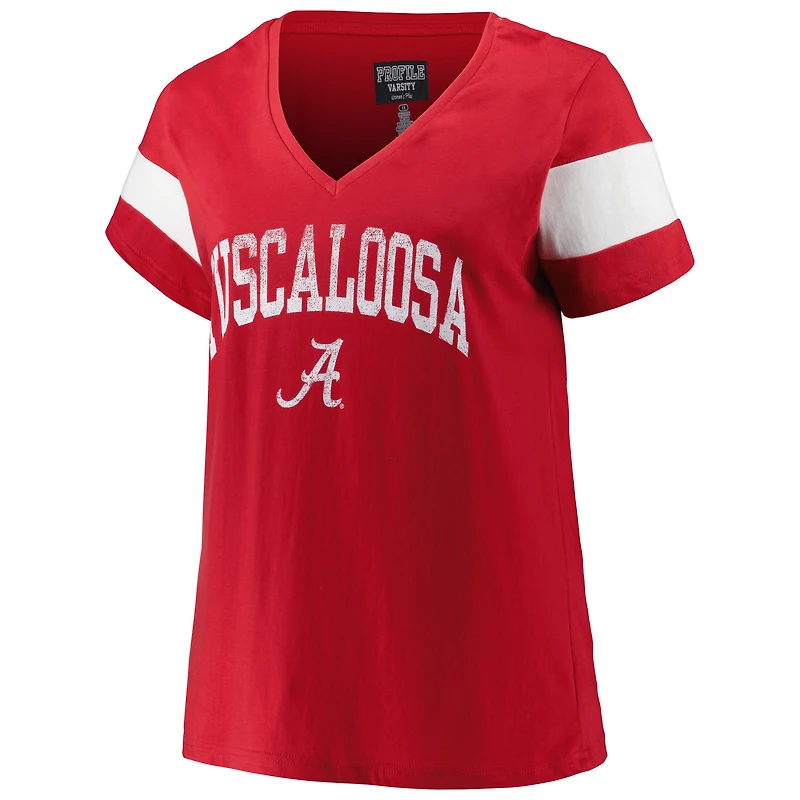 Profil Heather Crimson Alabama Tide T-shirt à manches cintrées et encolure en V pour femme